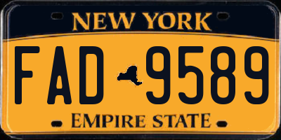 NY license plate FAD9589