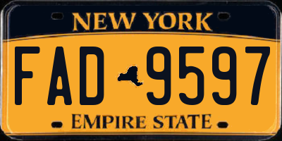 NY license plate FAD9597