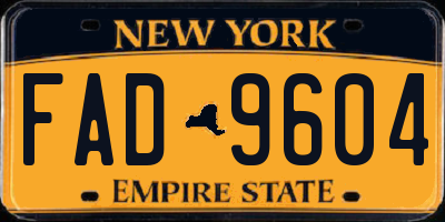 NY license plate FAD9604