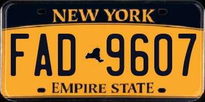 NY license plate FAD9607