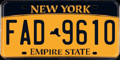 NY license plate FAD9610