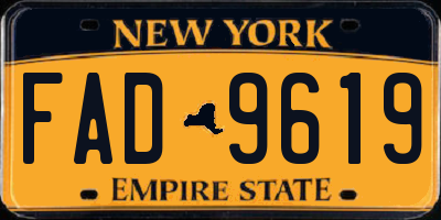 NY license plate FAD9619