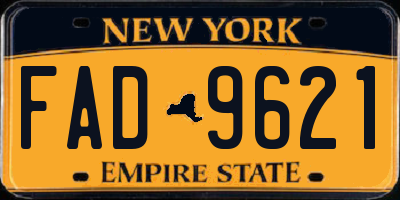 NY license plate FAD9621