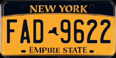 NY license plate FAD9622