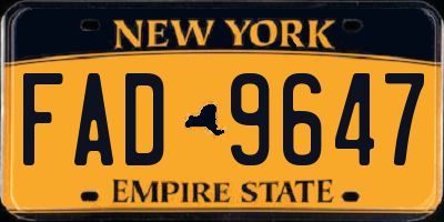NY license plate FAD9647