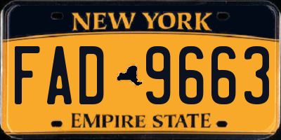 NY license plate FAD9663