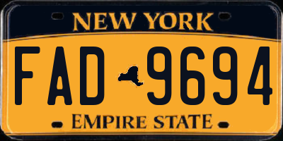 NY license plate FAD9694
