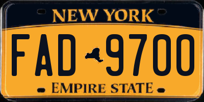 NY license plate FAD9700