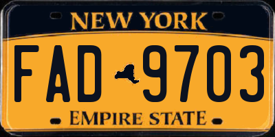 NY license plate FAD9703