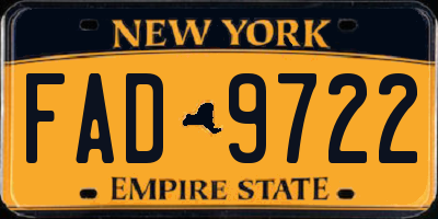 NY license plate FAD9722