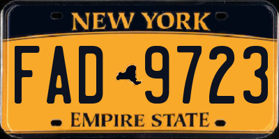 NY license plate FAD9723