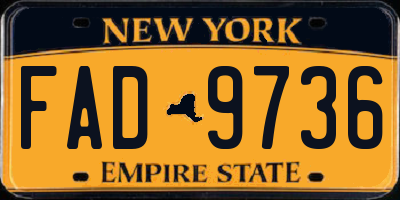 NY license plate FAD9736