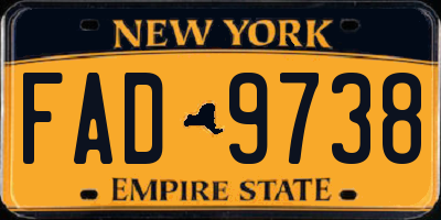 NY license plate FAD9738