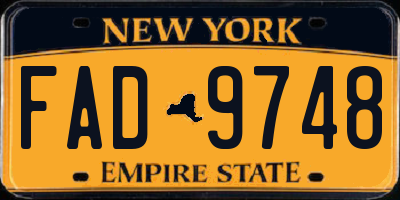 NY license plate FAD9748