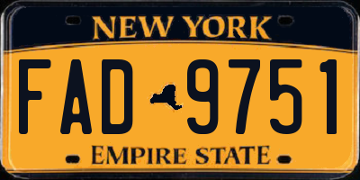 NY license plate FAD9751