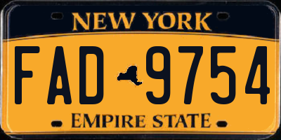 NY license plate FAD9754