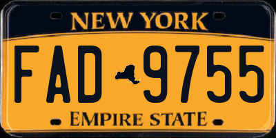 NY license plate FAD9755
