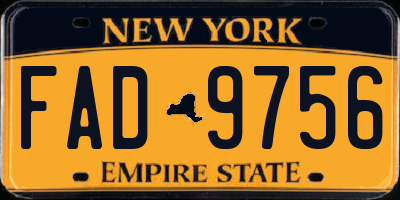 NY license plate FAD9756