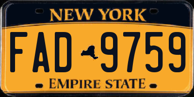 NY license plate FAD9759