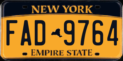 NY license plate FAD9764