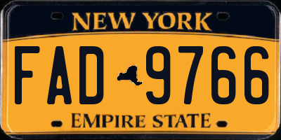 NY license plate FAD9766