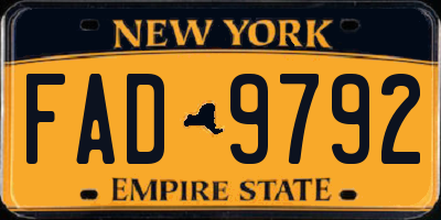 NY license plate FAD9792