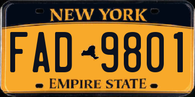 NY license plate FAD9801