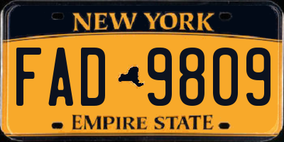 NY license plate FAD9809