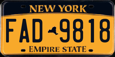 NY license plate FAD9818