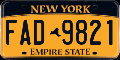 NY license plate FAD9821