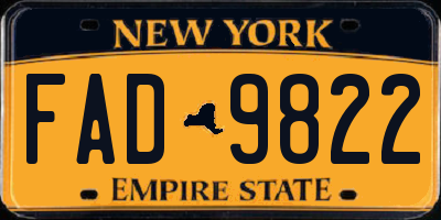 NY license plate FAD9822