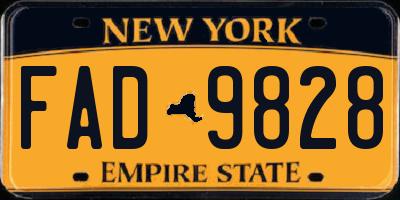 NY license plate FAD9828