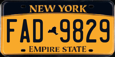 NY license plate FAD9829