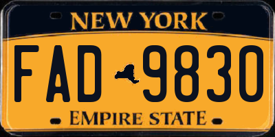 NY license plate FAD9830