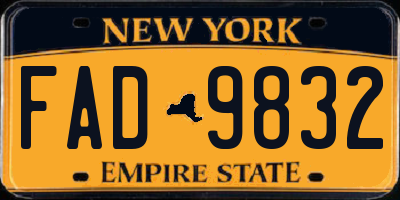 NY license plate FAD9832