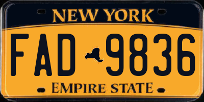 NY license plate FAD9836