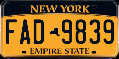 NY license plate FAD9839