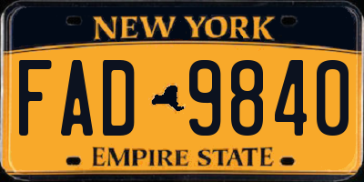 NY license plate FAD9840