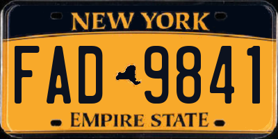 NY license plate FAD9841