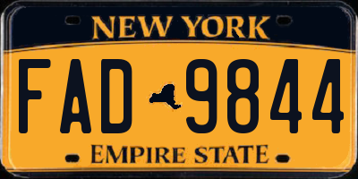 NY license plate FAD9844