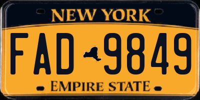 NY license plate FAD9849
