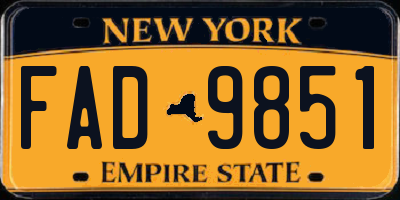 NY license plate FAD9851