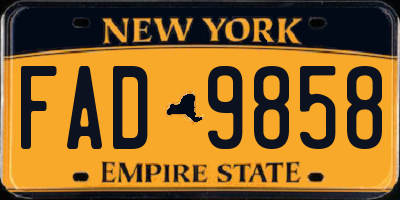 NY license plate FAD9858
