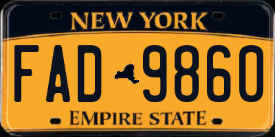 NY license plate FAD9860