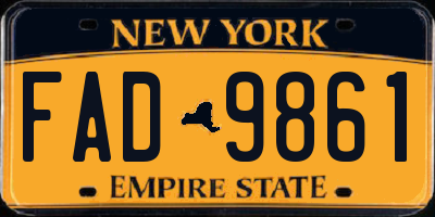 NY license plate FAD9861