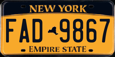 NY license plate FAD9867