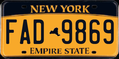 NY license plate FAD9869