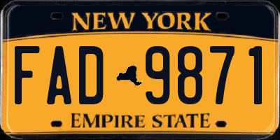 NY license plate FAD9871