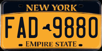 NY license plate FAD9880