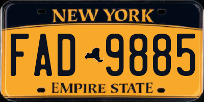 NY license plate FAD9885